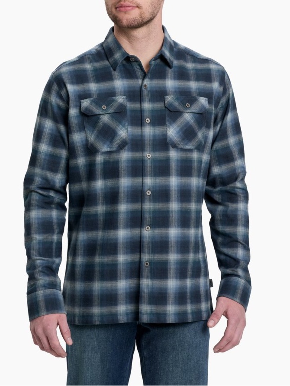 Kuhl DILLINGR Flannel Blue Plaid Mens L Casual Outdoors Gorpcore Autumn